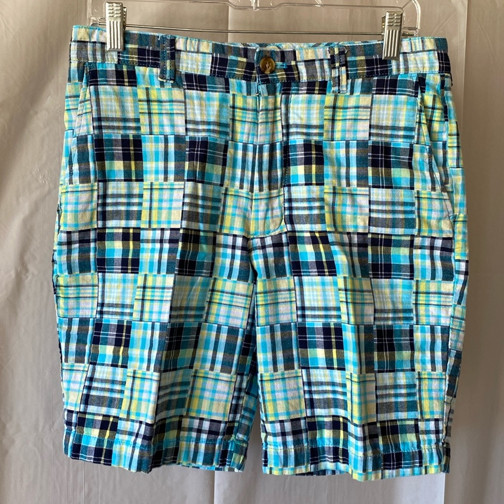 Macy's Club Room Blue and Yellow Madras Bermuda Shorts